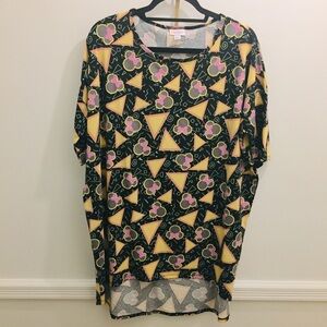 Lularoe Irma T-Shirt Disney Minnie Mouse Large black orange yellow pink top